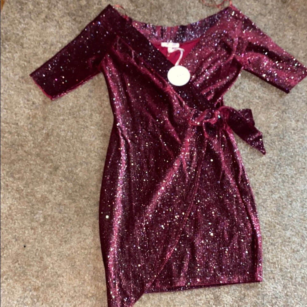 Burgundy/ sparkly velvet dress